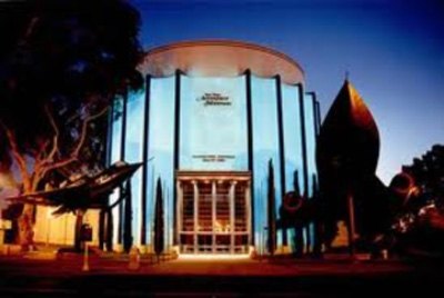 San Diego Aerospace Museum at night