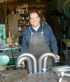 Joe Tolley working on fabricated intake components